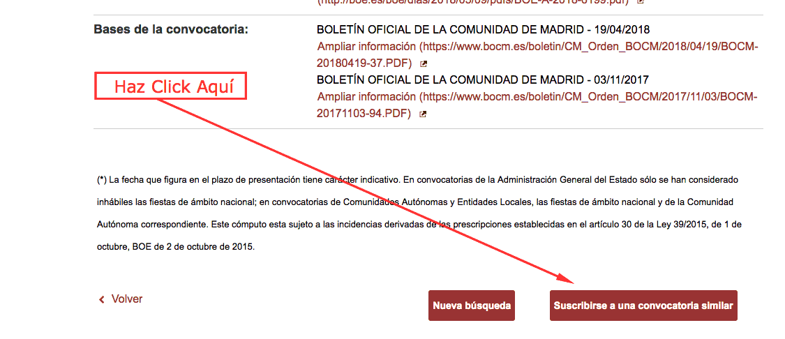 inscribirse en una oposición u oposiciones similares