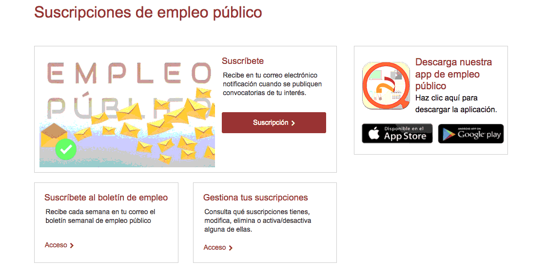 suscripciones y alertas de oposicones