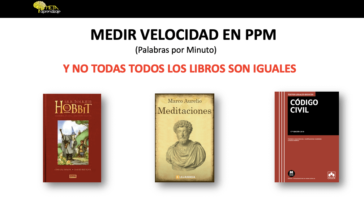 velocidad de lectura diferentes libros